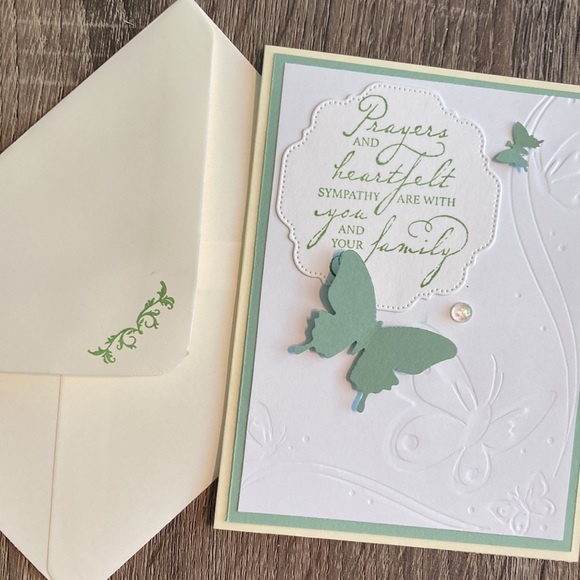 5 pk Hand Crafted Assorted Color Sympathy Cards Blank Inside CoordinatiEnvelopes - Picture 6 of 11